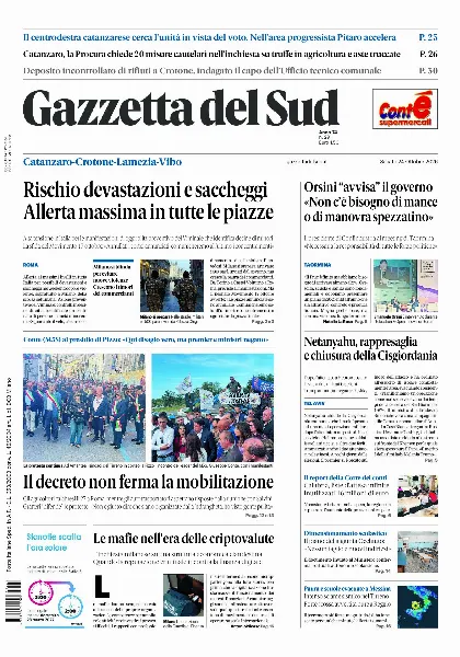 Prima pagina Gazzetta del Sud | Catanzaro