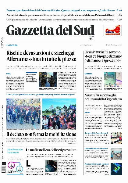 Prima pagina Gazzetta del Sud | Cosenza