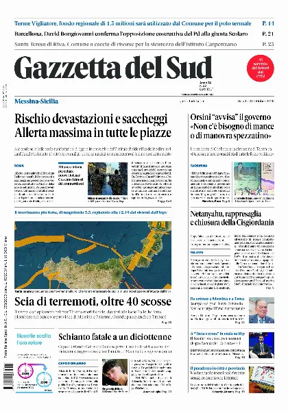 Prima pagina Gazzetta del Sud