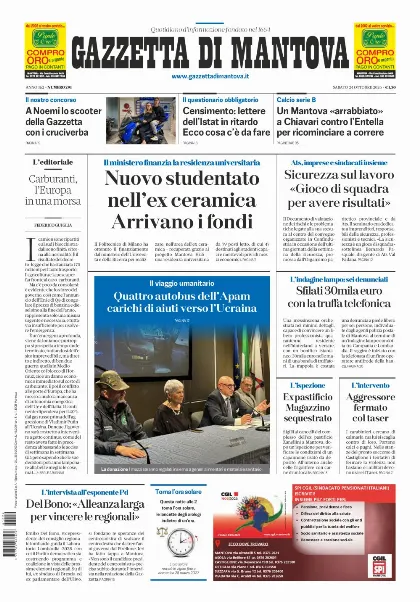 Prima pagina Gazzetta di Mantova