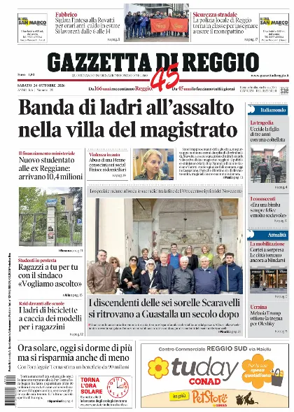 Prima pagina Gazzetta di Reggio
