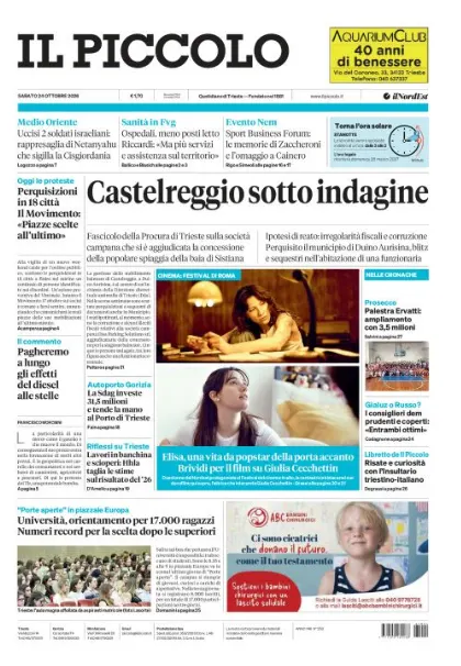 Prima pagina Il Piccolo | Trieste