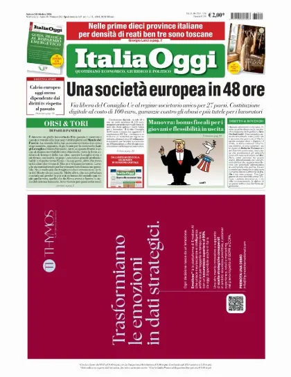 Prima pagina ItaliaOggi