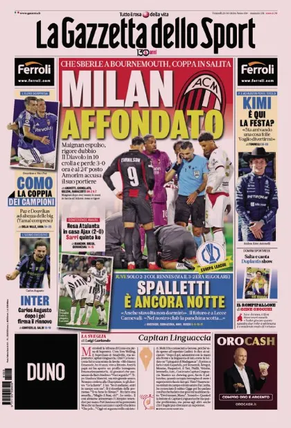 Prima pagina La Gazzetta dello Sport