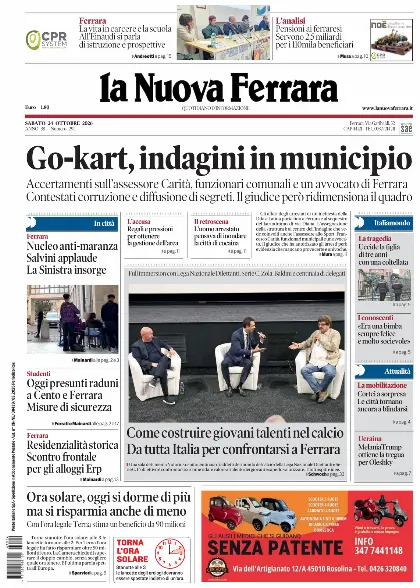 Prima pagina La Nuova Ferrara