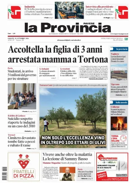 Prima pagina La Provincia Pavese