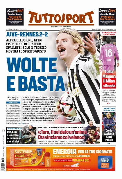 Prima pagina Tuttosport