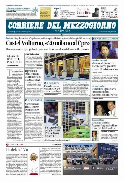 Prima pagina Corriere del Mezzogiorno | Campania