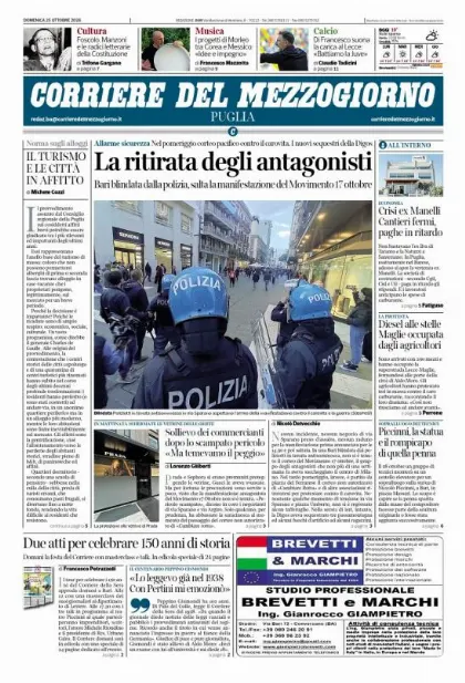 Prima pagina Corriere del Mezzogiorno | Puglia