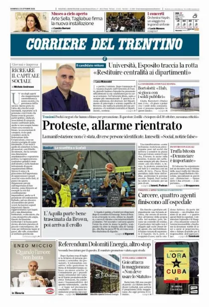 Prima pagina Corriere del Trentino