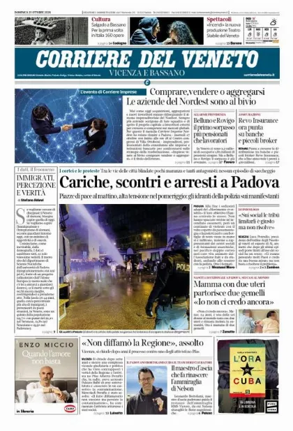 Prima pagina Corriere del Veneto | Vicenza e Bassano