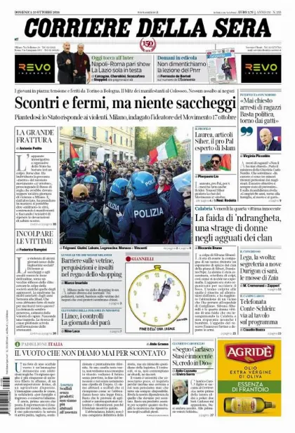 Prima pagina Corriere della Sera