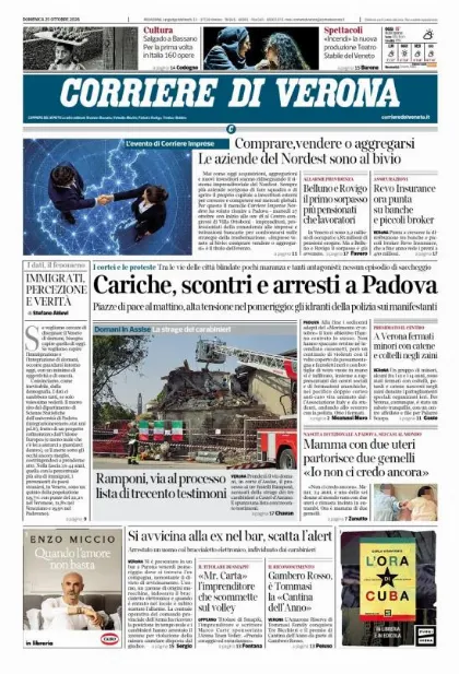 Prima pagina Corriere di Verona