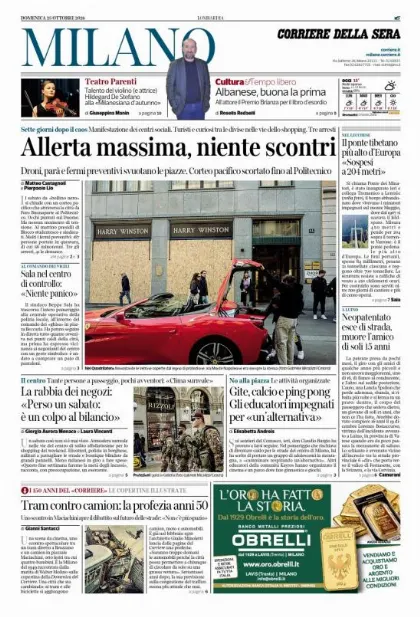 Prima pagina Corriere della Sera | Milano