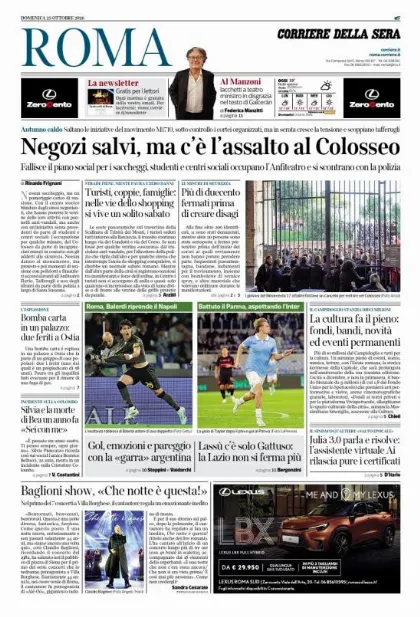 Prima pagina Corriere della Sera | Roma