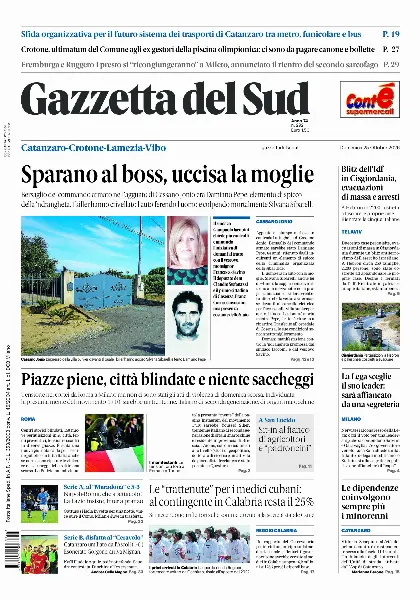 Prima pagina Gazzetta del Sud | Catanzaro
