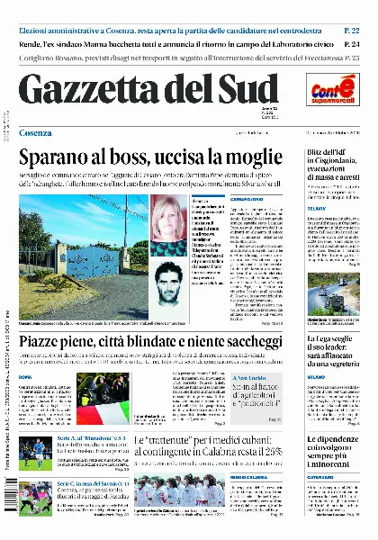 Prima pagina Gazzetta del Sud | Cosenza