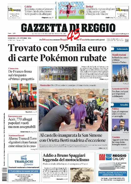 Prima pagina Gazzetta di Reggio