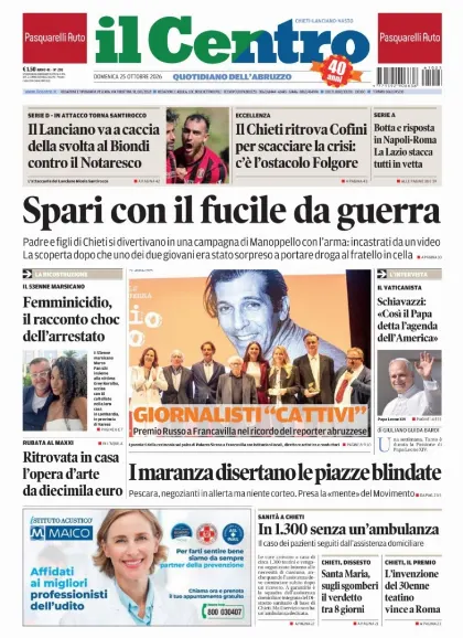 Prima pagina Il Centro | Chieti