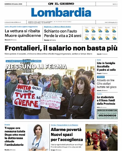 Prima pagina Il Giorno