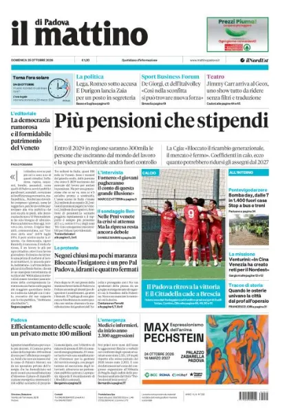 Prima pagina Il Mattino di Padova | Padova