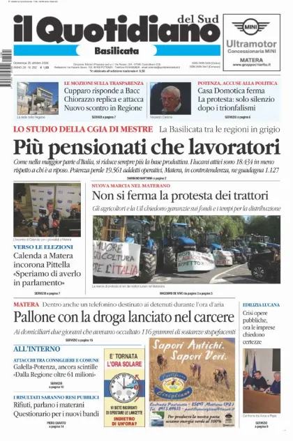 Prima pagina Il Quotidiano del Sud | Basilicata