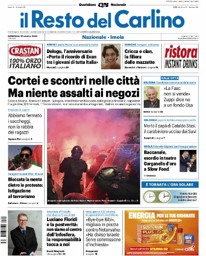 Prima pagina Il Resto del Carlino
