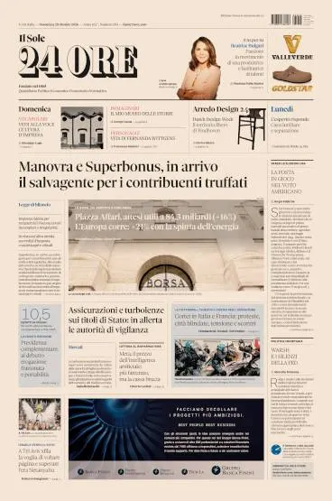 Prima pagina Il Sole 24 Ore