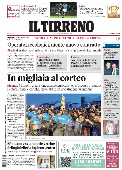 Prima pagina Il Tirreno