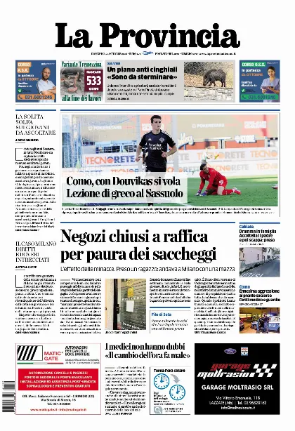 Prima pagina La Provincia