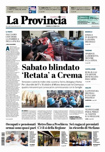 Prima pagina La Provincia | Crema