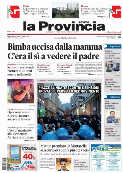 Prima pagina La Provincia Pavese