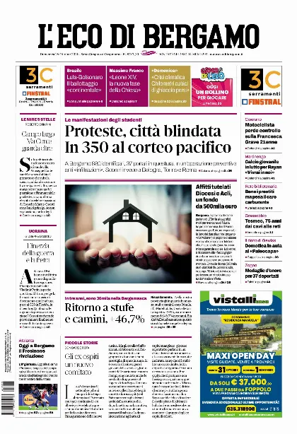 Prima pagina L'Eco di Bergamo