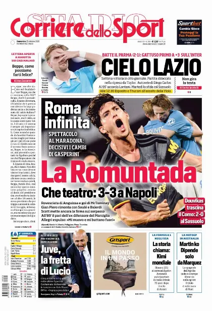Prima pagina Corriere dello Sport - Stadio