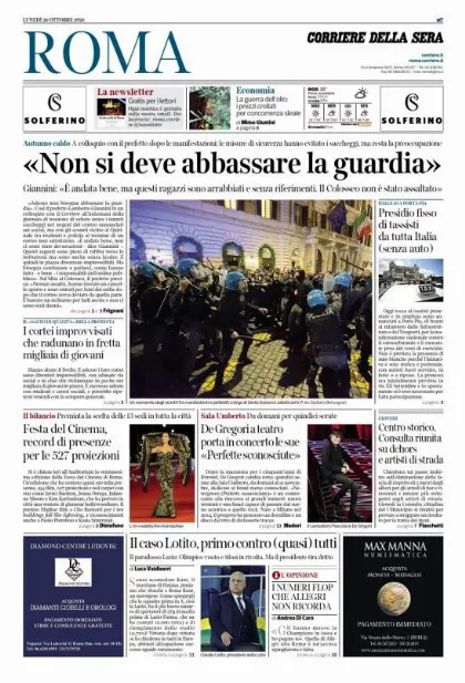 Prima pagina Corriere della Sera | Roma
