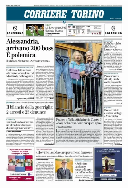 Prima pagina Corriere della Sera | Torino