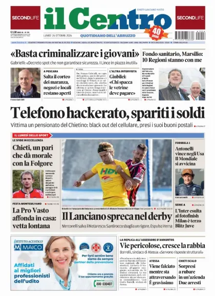 Prima pagina Il Centro | Chieti