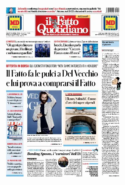 Prima pagina Il Fatto Quotidiano