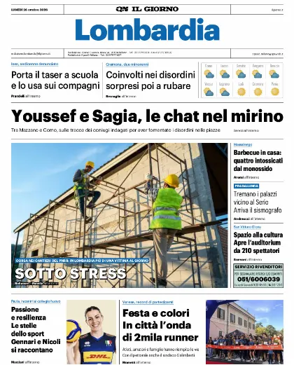 Prima pagina Il Giorno