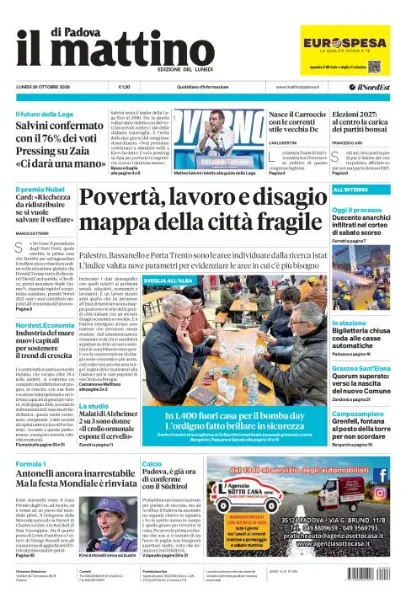 Prima pagina Il Mattino di Padova | Padova