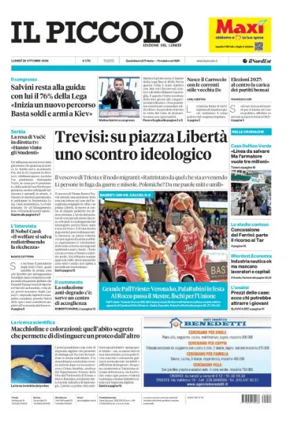Prima pagina Il Piccolo | Trieste