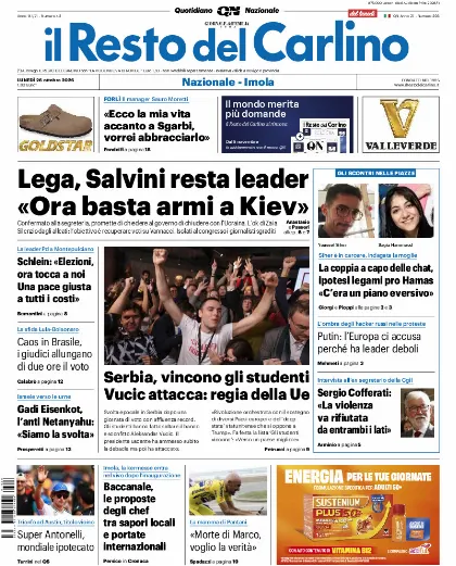 Prima pagina Il Resto del Carlino