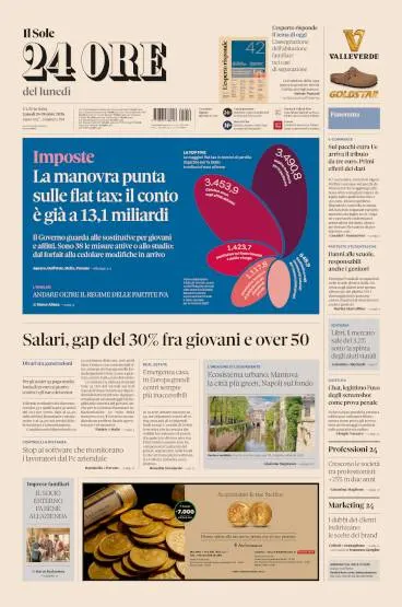 Prima pagina Il Sole 24 Ore