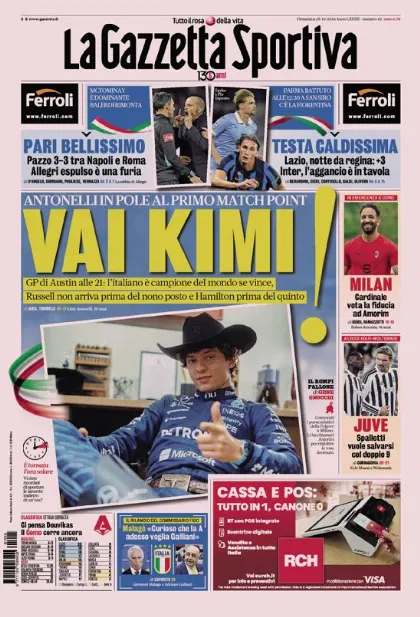 Prima pagina La Gazzetta dello Sport