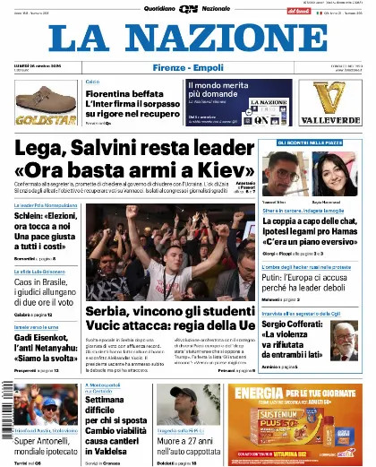 Prima pagina La Nazione