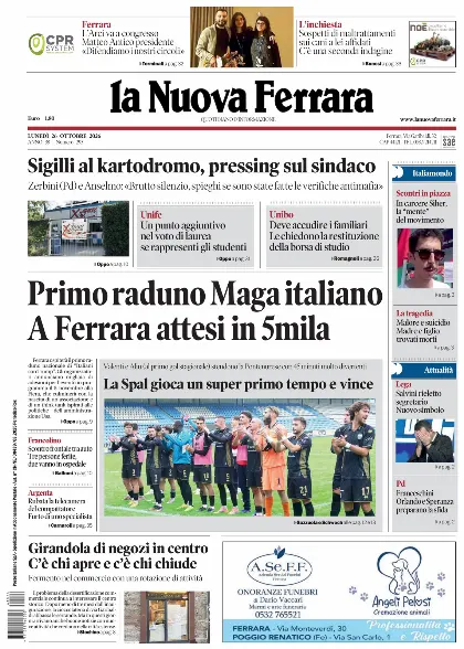 Prima pagina La Nuova Ferrara