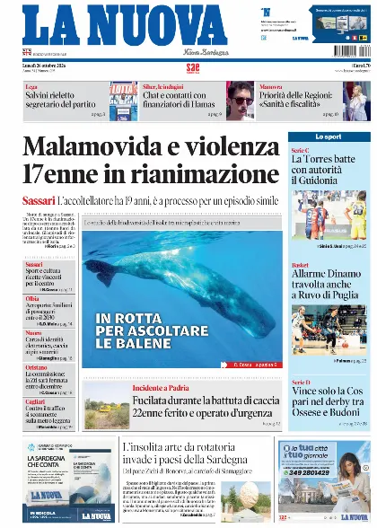 Prima pagina La Nuova Sardegna