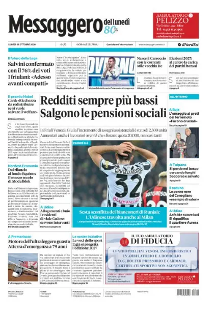 Prima pagina Messaggero Veneto | Udine