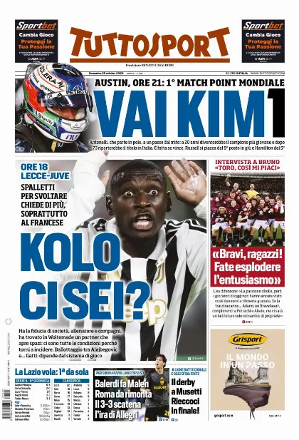 Prima pagina Tuttosport