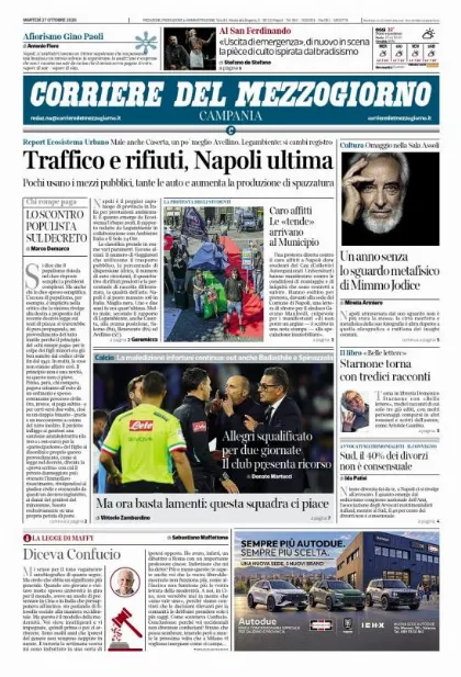 Prima pagina Corriere del Mezzogiorno | Campania
